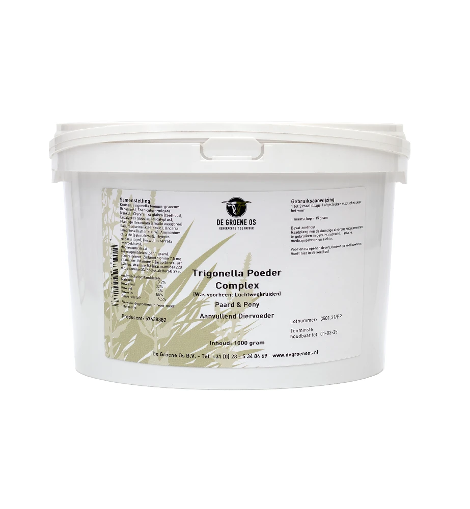 De Groene Os Trigonella Poeder Complex Paard & Pony - 1 Kg 1 De Groene Os Trigonella Poeder Complex Paard & Pony - 1 Kg